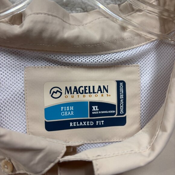 Magellan Shirt Mens XL Fish Gear Laguna Madre Mowing Man Decal Graphic Vented - Picture 4 of 10